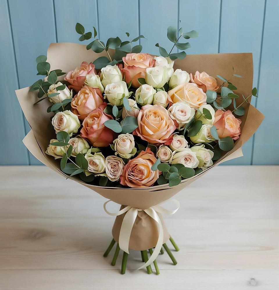 Букет цветов из: Альстромерии и Розы в Шагонаре