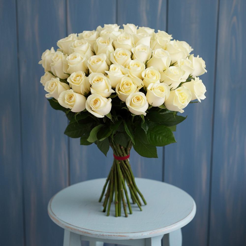 Букет 51 Белая роза Эдлесс Лав в Шагонаре