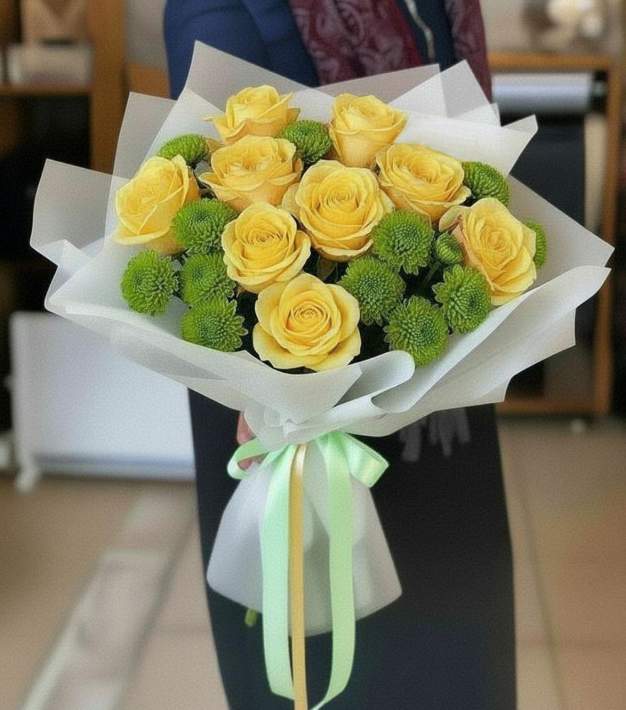 Букет цветов из: Хризантемы и Розы в Шагонаре