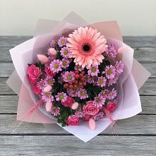 Букет цветов из:  Розы, Герберы и Хризантемы в Шагонаре