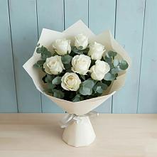Букет Белые розы в Эвкалипте #REPLACE_PRED# Шагонаре