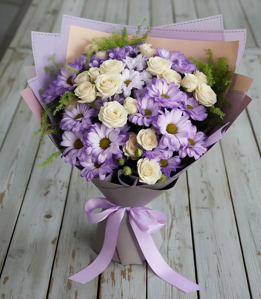 Букет цветов из: Хризантемы и Розы в Шагонаре